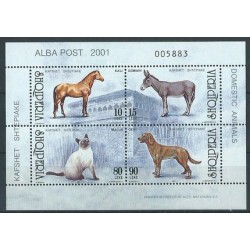 Albania - Bl 131 2001r - Psy - Koń - Ssaki