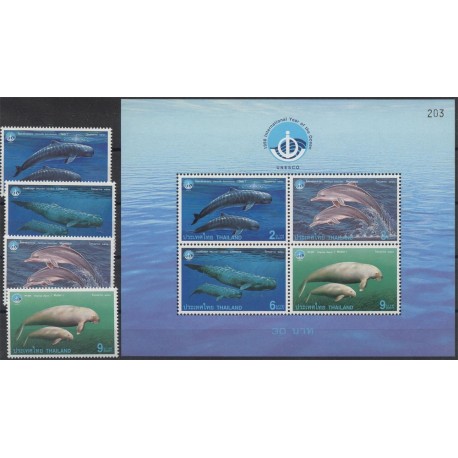 Tajlandia - Nr 1861 - 64 Bl 112 1998r - Ssaki morskie