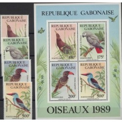 Gabon - Nr 1030 - 33  Bl 61 1989r - Ptaki