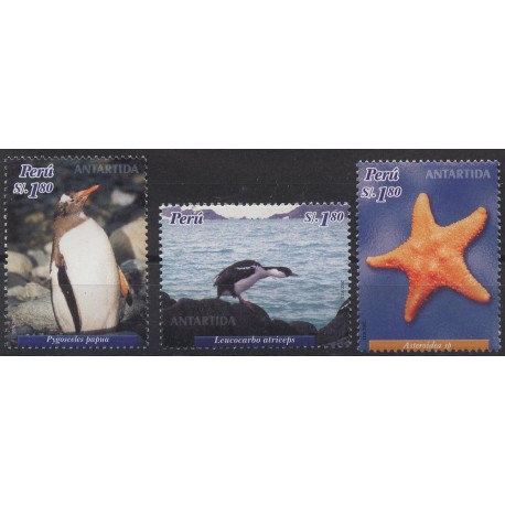 Peru - Nr 1891 - 93 2004r - Ptaki  -  Fauna morska