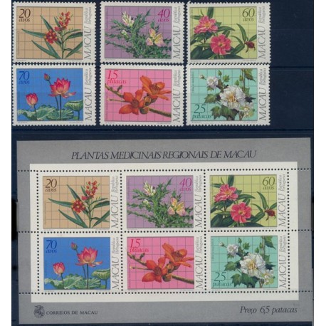 Macau - Nr 505 - 10 Bl 1 1986r - Kwiaty