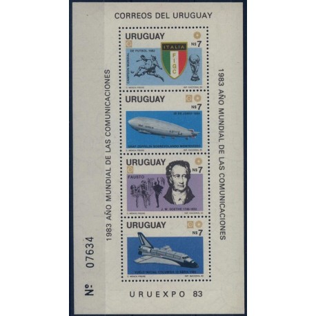 Urugwaj - Bl 54 1983r - Zepelin - Samolot
